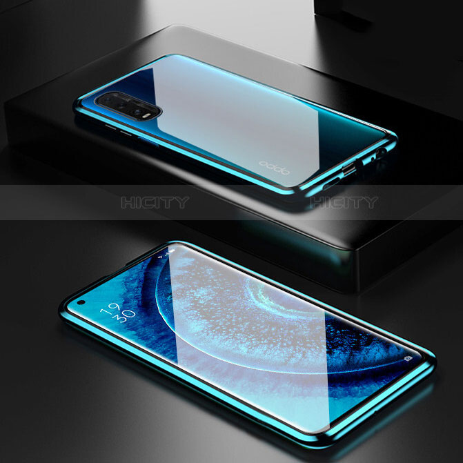 Coque Rebord Bumper Luxe Aluminum Metal Miroir 360 Degres Housse Etui Aimant M02 pour Oppo Find X2 Plus