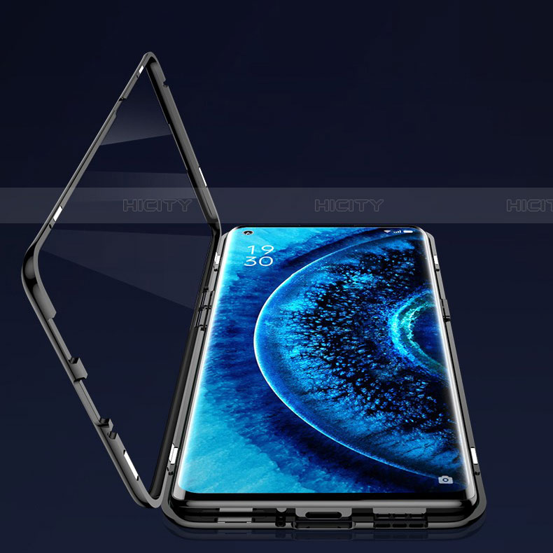 Coque Rebord Bumper Luxe Aluminum Metal Miroir 360 Degres Housse Etui Aimant M02 pour Oppo Find X2 Pro Plus