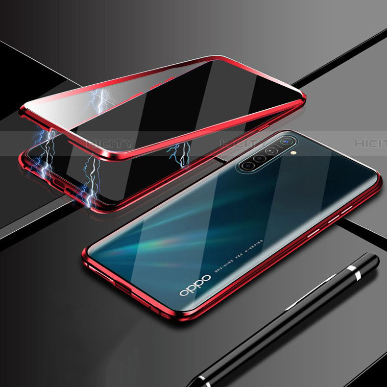 Coque Rebord Bumper Luxe Aluminum Metal Miroir 360 Degres Housse Etui Aimant M02 pour Oppo K5 Rouge Plus