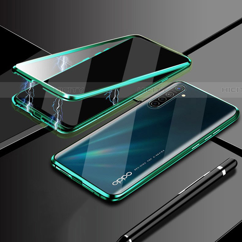 Coque Rebord Bumper Luxe Aluminum Metal Miroir 360 Degres Housse Etui Aimant M02 pour Oppo K5 Vert Plus