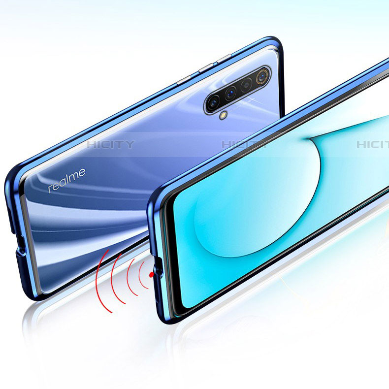 Coque Rebord Bumper Luxe Aluminum Metal Miroir 360 Degres Housse Etui Aimant M02 pour Realme X50t 5G Plus