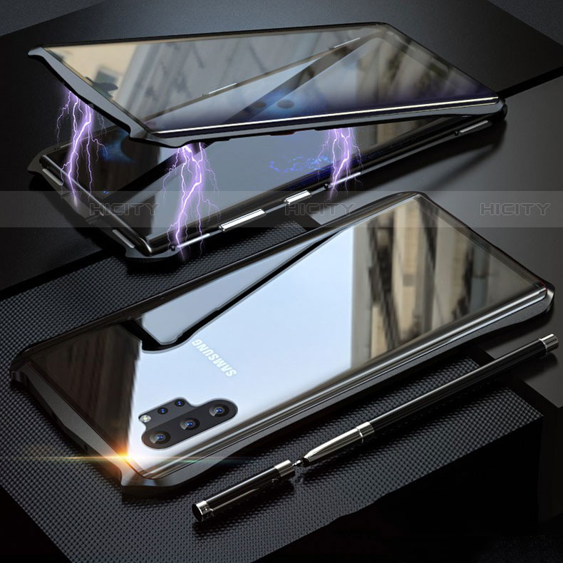 Coque Rebord Bumper Luxe Aluminum Metal Miroir 360 Degres Housse Etui Aimant M02 pour Samsung Galaxy Note 10 Plus Plus