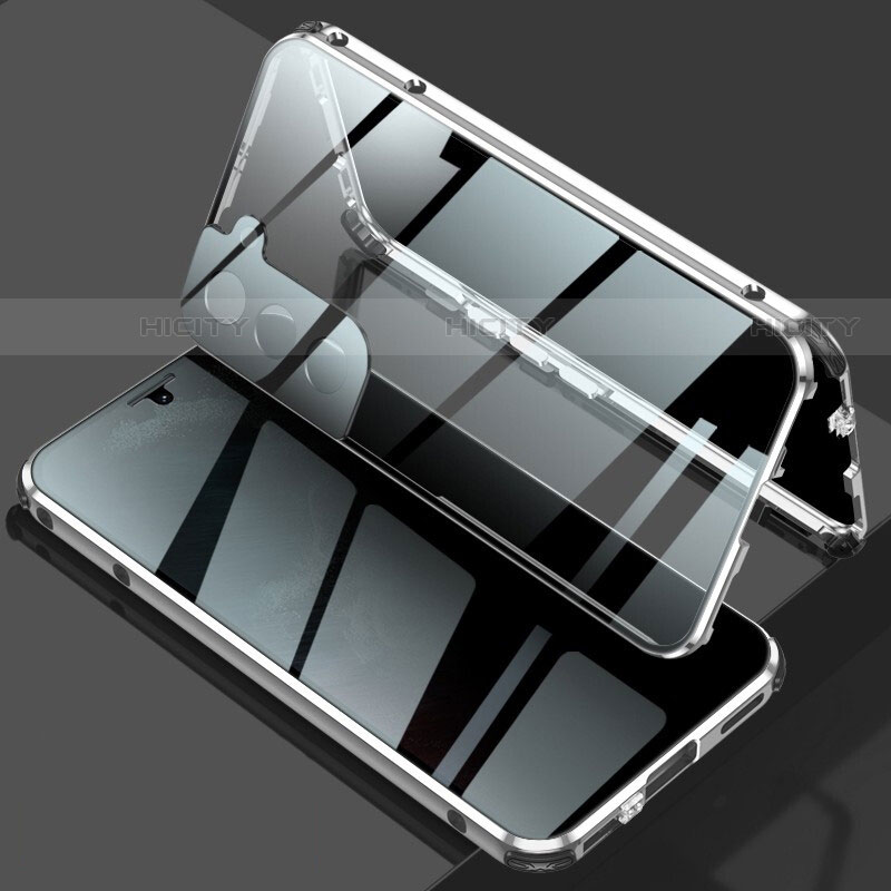 Coque Rebord Bumper Luxe Aluminum Metal Miroir 360 Degres Housse Etui Aimant M02 pour Samsung Galaxy S21 Plus 5G Plus