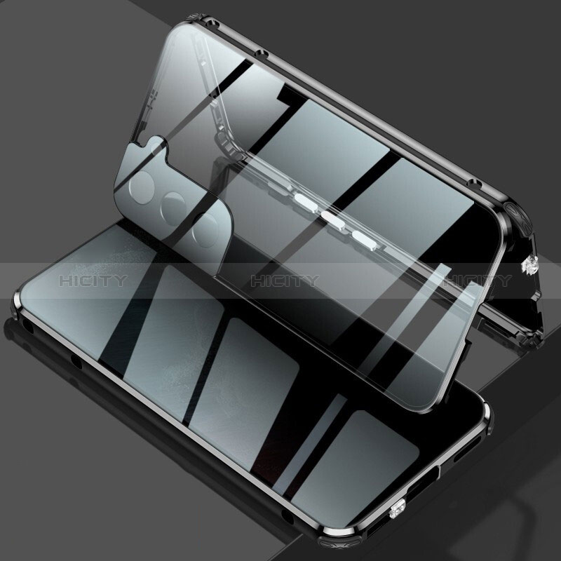 Coque Rebord Bumper Luxe Aluminum Metal Miroir 360 Degres Housse Etui Aimant M02 pour Samsung Galaxy S24 Plus 5G Noir Plus