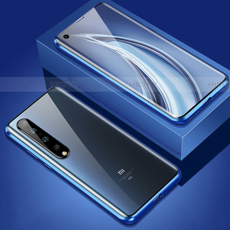 Coque Rebord Bumper Luxe Aluminum Metal Miroir 360 Degres Housse Etui Aimant M02 pour Xiaomi Mi 10 Pro Bleu Plus