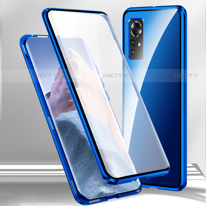 Coque Rebord Bumper Luxe Aluminum Metal Miroir 360 Degres Housse Etui Aimant M02 pour Xiaomi Mi 12 Pro 5G Bleu Plus