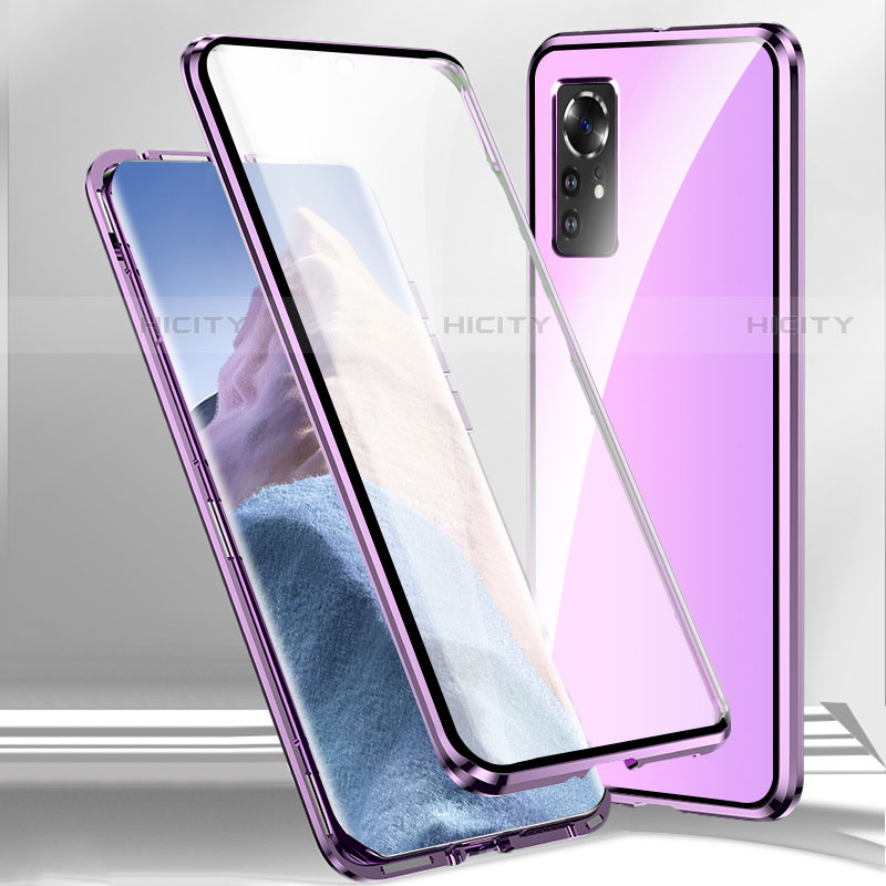 Coque Rebord Bumper Luxe Aluminum Metal Miroir 360 Degres Housse Etui Aimant M02 pour Xiaomi Mi 12S 5G Violet Plus