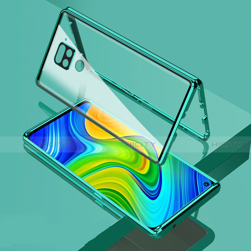 Coque Rebord Bumper Luxe Aluminum Metal Miroir 360 Degres Housse Etui Aimant M02 pour Xiaomi Redmi 10X 4G Vert Plus