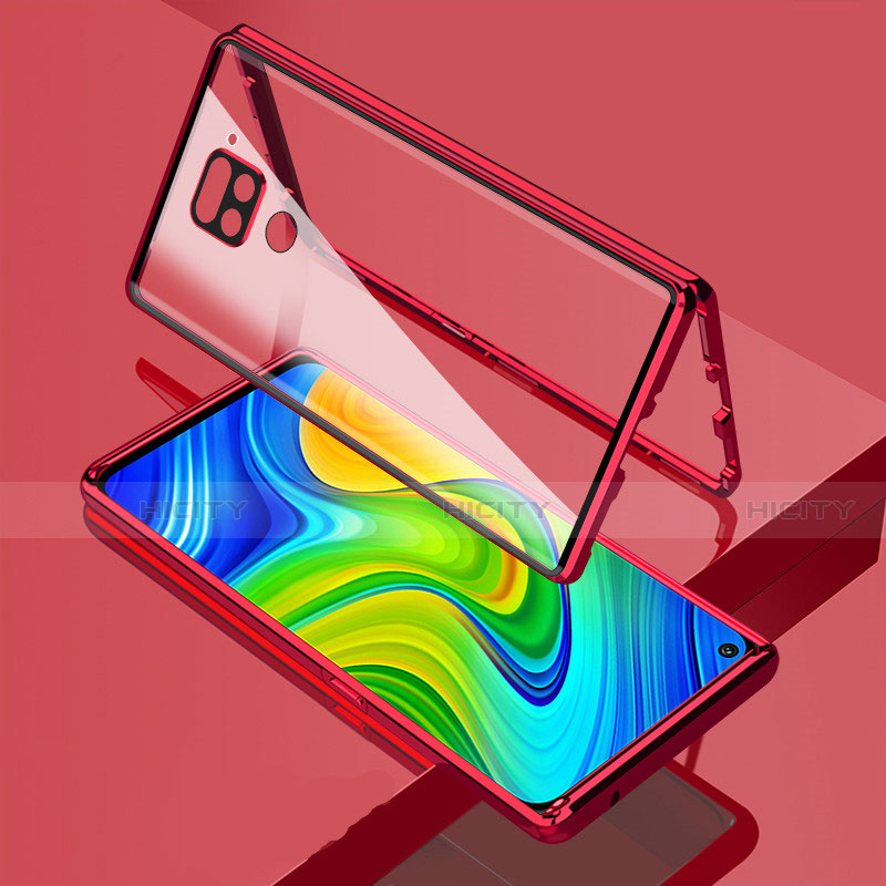 Coque Rebord Bumper Luxe Aluminum Metal Miroir 360 Degres Housse Etui Aimant M02 pour Xiaomi Redmi Note 9 Rouge Plus