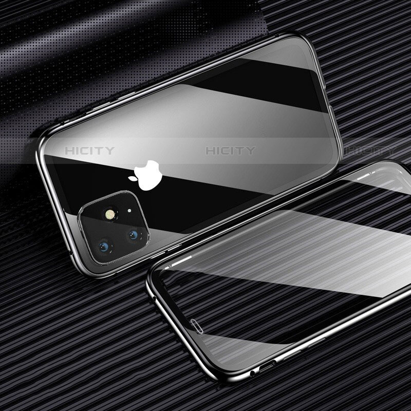 Coque Rebord Bumper Luxe Aluminum Metal Miroir 360 Degres Housse Etui Aimant M03 pour Apple iPhone 11 Pro Noir Plus