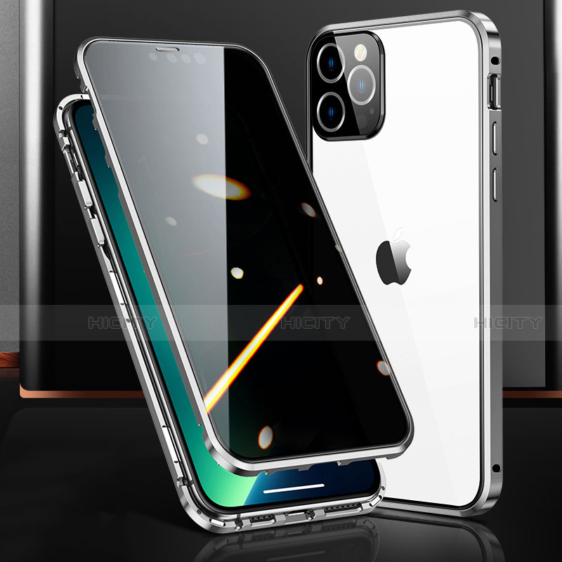 Coque Rebord Bumper Luxe Aluminum Metal Miroir 360 Degres Housse Etui Aimant M03 pour Apple iPhone 13 Pro Max Plus