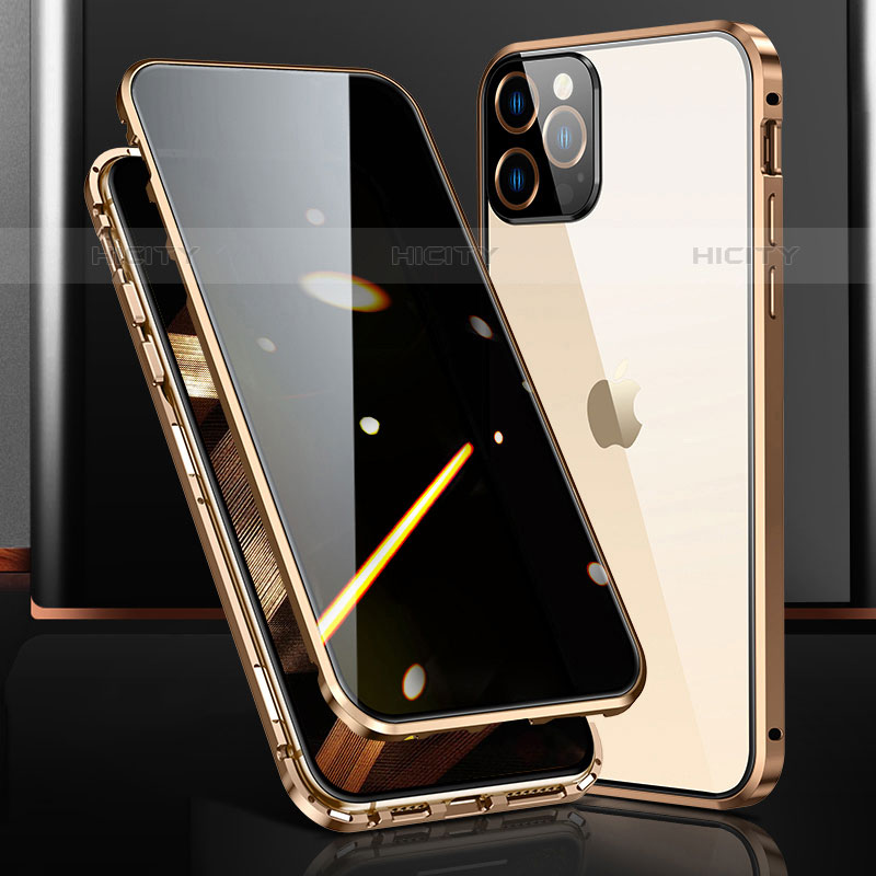 Coque Rebord Bumper Luxe Aluminum Metal Miroir 360 Degres Housse Etui Aimant M03 pour Apple iPhone 15 Pro Plus