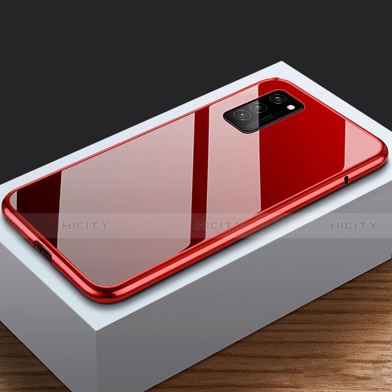 Coque Rebord Bumper Luxe Aluminum Metal Miroir 360 Degres Housse Etui Aimant M03 pour Huawei Honor V30 5G Vin Rouge Plus