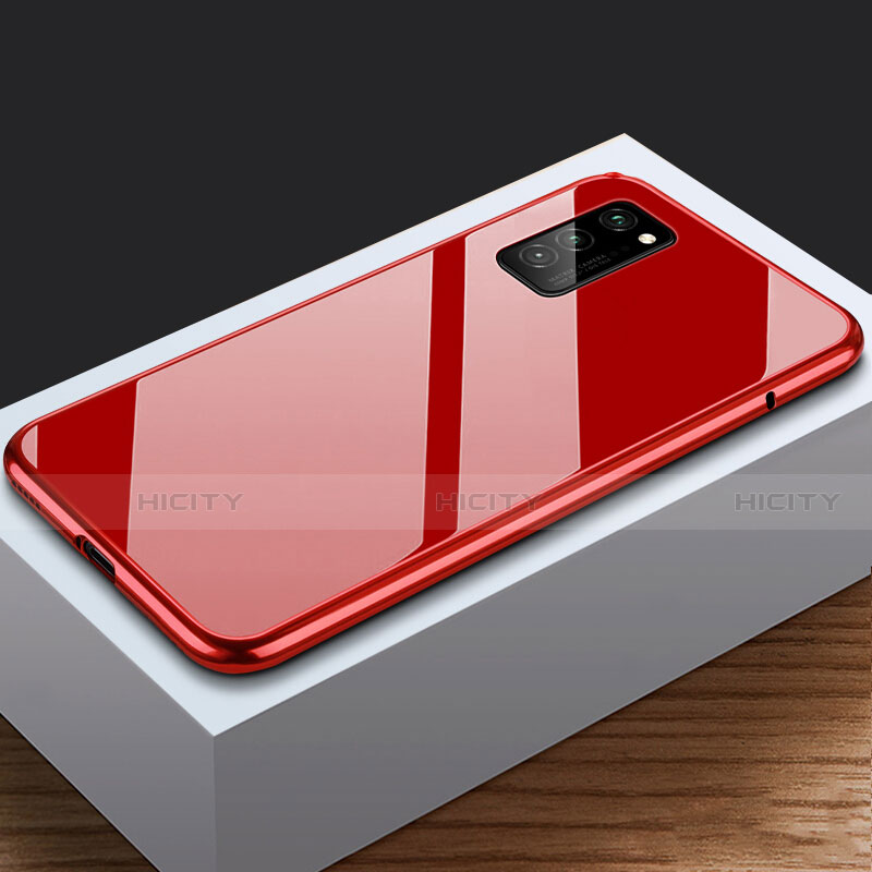 Coque Rebord Bumper Luxe Aluminum Metal Miroir 360 Degres Housse Etui Aimant M03 pour Huawei Honor V30 Pro 5G Rouge Plus