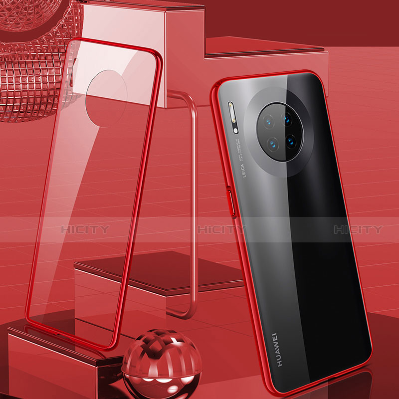 Coque Rebord Bumper Luxe Aluminum Metal Miroir 360 Degres Housse Etui Aimant M03 pour Huawei Mate 30 5G Rouge Plus