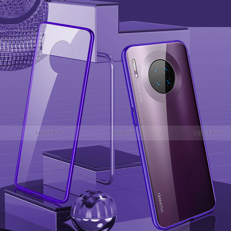 Coque Rebord Bumper Luxe Aluminum Metal Miroir 360 Degres Housse Etui Aimant M03 pour Huawei Mate 30 5G Violet Plus