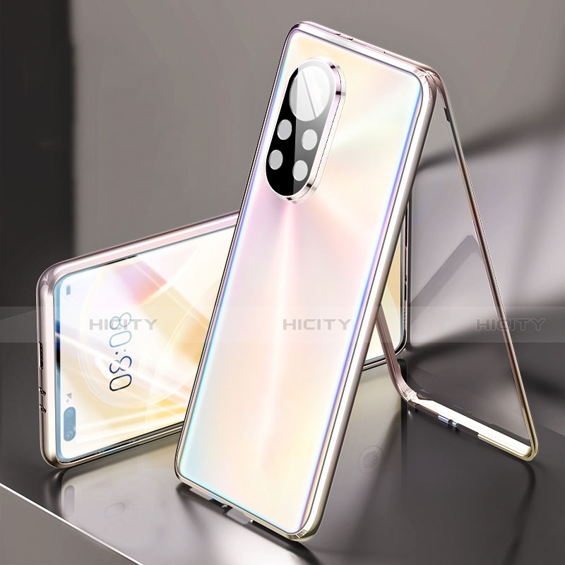 Coque Rebord Bumper Luxe Aluminum Metal Miroir 360 Degres Housse Etui Aimant M03 pour Huawei Nova 8 Pro 5G Argent Plus