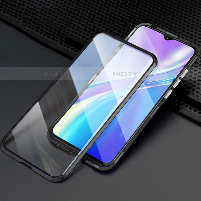 Coque Rebord Bumper Luxe Aluminum Metal Miroir 360 Degres Housse Etui Aimant M03 pour Oppo K5 Noir Plus