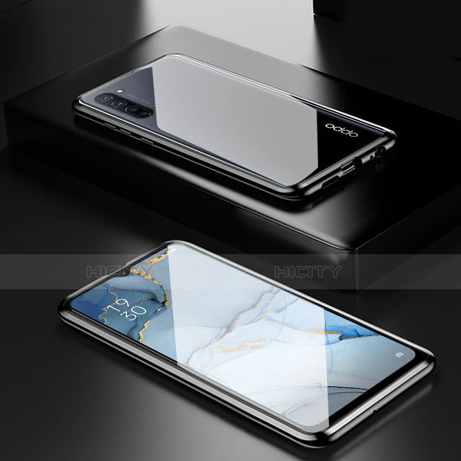 Coque Rebord Bumper Luxe Aluminum Metal Miroir 360 Degres Housse Etui Aimant M03 pour Oppo K7 5G Noir Plus