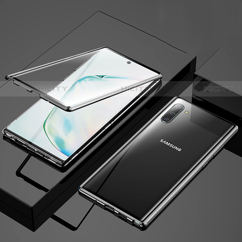 Coque Rebord Bumper Luxe Aluminum Metal Miroir 360 Degres Housse Etui Aimant M03 pour Samsung Galaxy Note 10 5G Noir Plus