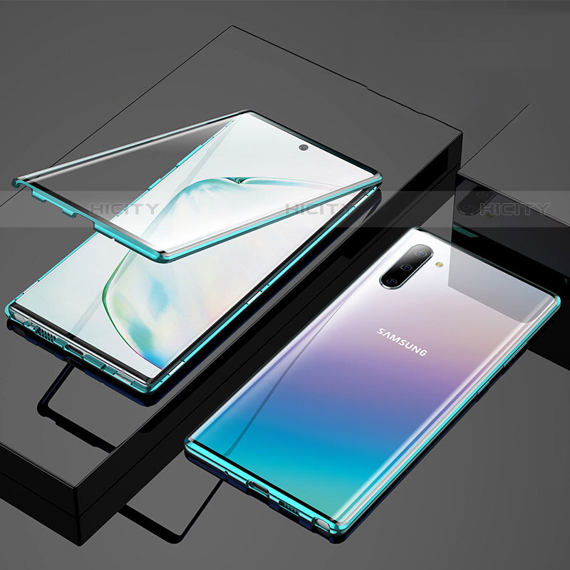 Coque Rebord Bumper Luxe Aluminum Metal Miroir 360 Degres Housse Etui Aimant M03 pour Samsung Galaxy Note 10 5G Vert Plus