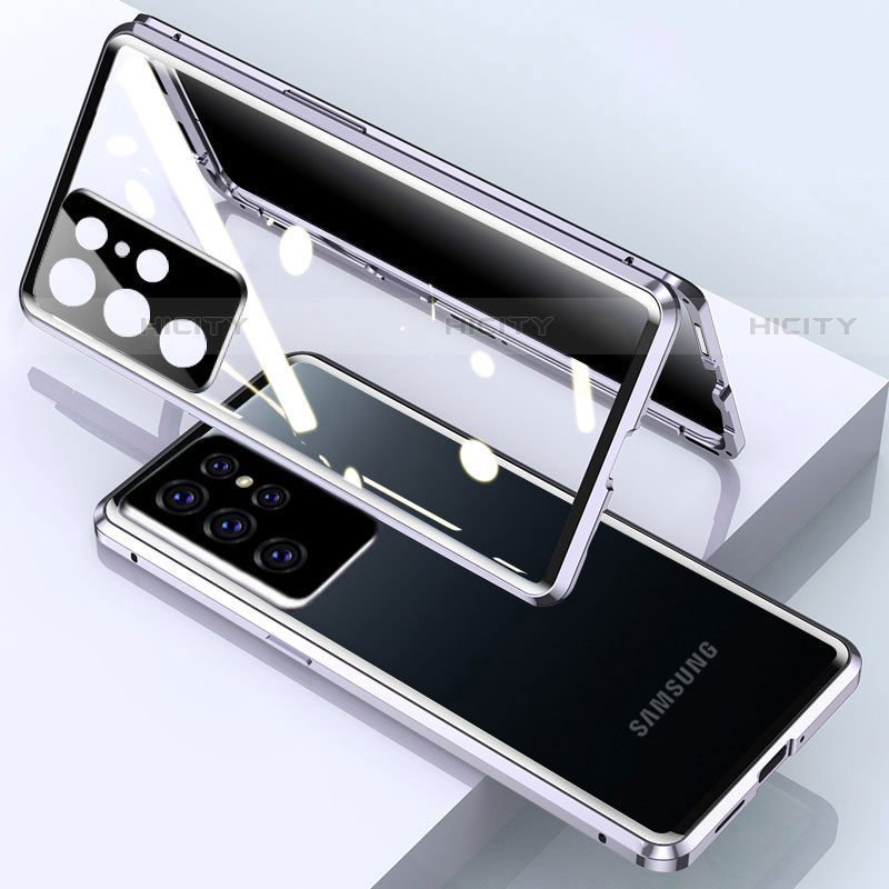 Coque Rebord Bumper Luxe Aluminum Metal Miroir 360 Degres Housse Etui Aimant M03 pour Samsung Galaxy S23 Ultra 5G Plus