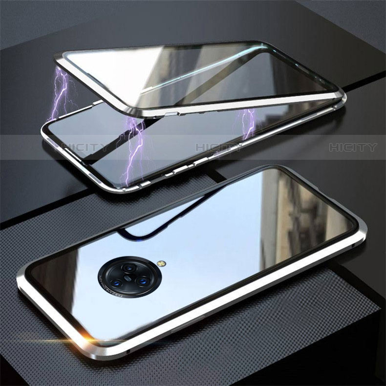 Coque Rebord Bumper Luxe Aluminum Metal Miroir 360 Degres Housse Etui Aimant M03 pour Vivo Nex 3 Argent Plus