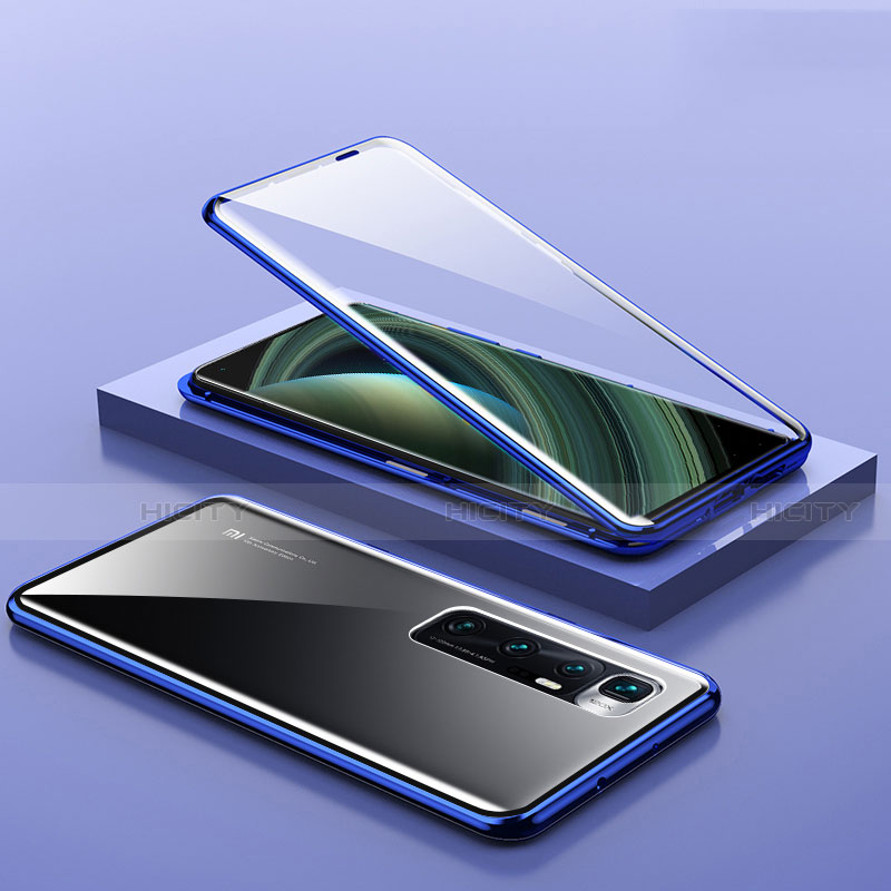 Coque Rebord Bumper Luxe Aluminum Metal Miroir 360 Degres Housse Etui Aimant M03 pour Xiaomi Mi 10 Ultra Bleu Plus