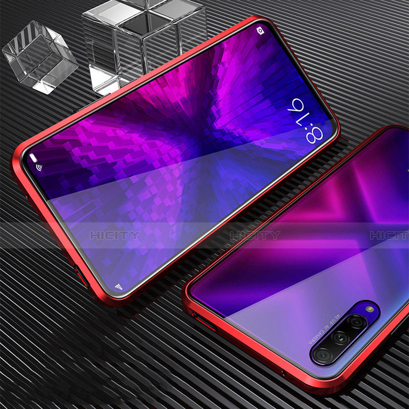 Coque Rebord Bumper Luxe Aluminum Metal Miroir 360 Degres Housse Etui Aimant M04 pour Huawei Honor 9X Pro Rouge Plus