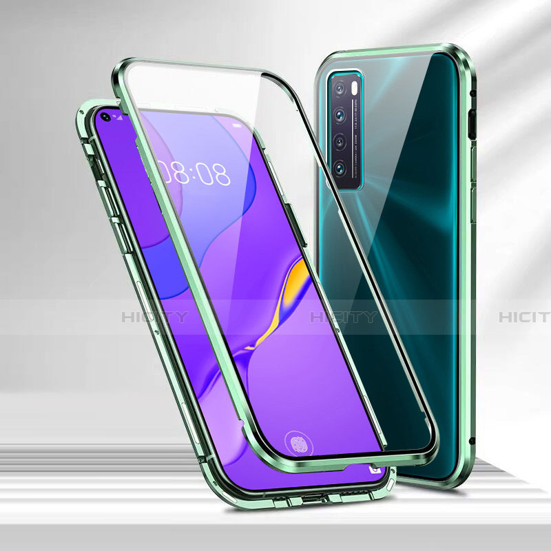 Coque Rebord Bumper Luxe Aluminum Metal Miroir 360 Degres Housse Etui Aimant M04 pour Huawei Nova 7 5G Vert Plus