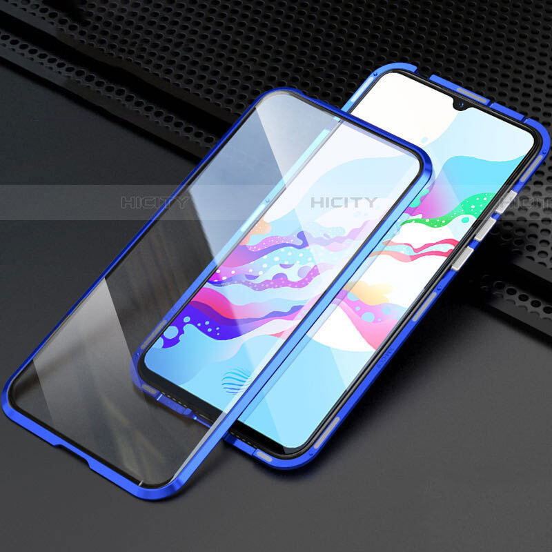 Coque Rebord Bumper Luxe Aluminum Metal Miroir 360 Degres Housse Etui Aimant M04 pour Oppo A11 Bleu Plus