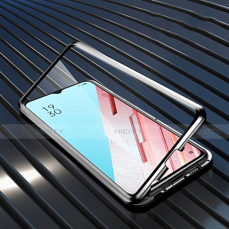 Coque Rebord Bumper Luxe Aluminum Metal Miroir 360 Degres Housse Etui Aimant M04 pour Oppo K7 5G Noir Plus