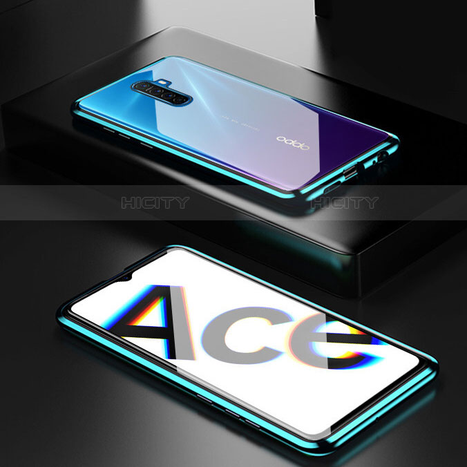 Coque Rebord Bumper Luxe Aluminum Metal Miroir 360 Degres Housse Etui Aimant M04 pour Oppo Reno Ace Plus