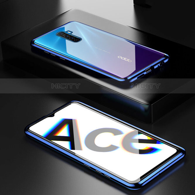 Coque Rebord Bumper Luxe Aluminum Metal Miroir 360 Degres Housse Etui Aimant M04 pour Oppo Reno Ace Plus