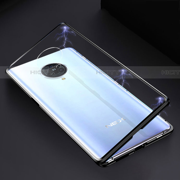 Coque Rebord Bumper Luxe Aluminum Metal Miroir 360 Degres Housse Etui Aimant M04 pour Vivo Nex 3 Noir Plus