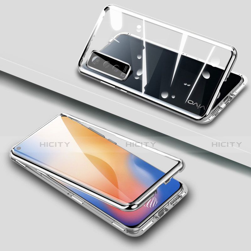 Coque Rebord Bumper Luxe Aluminum Metal Miroir 360 Degres Housse Etui Aimant M04 pour Vivo X50 5G Plus