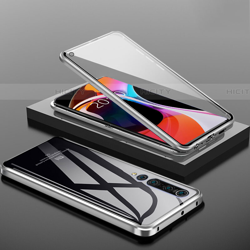 Coque Rebord Bumper Luxe Aluminum Metal Miroir 360 Degres Housse Etui Aimant M04 pour Xiaomi Mi 10 Noir Plus