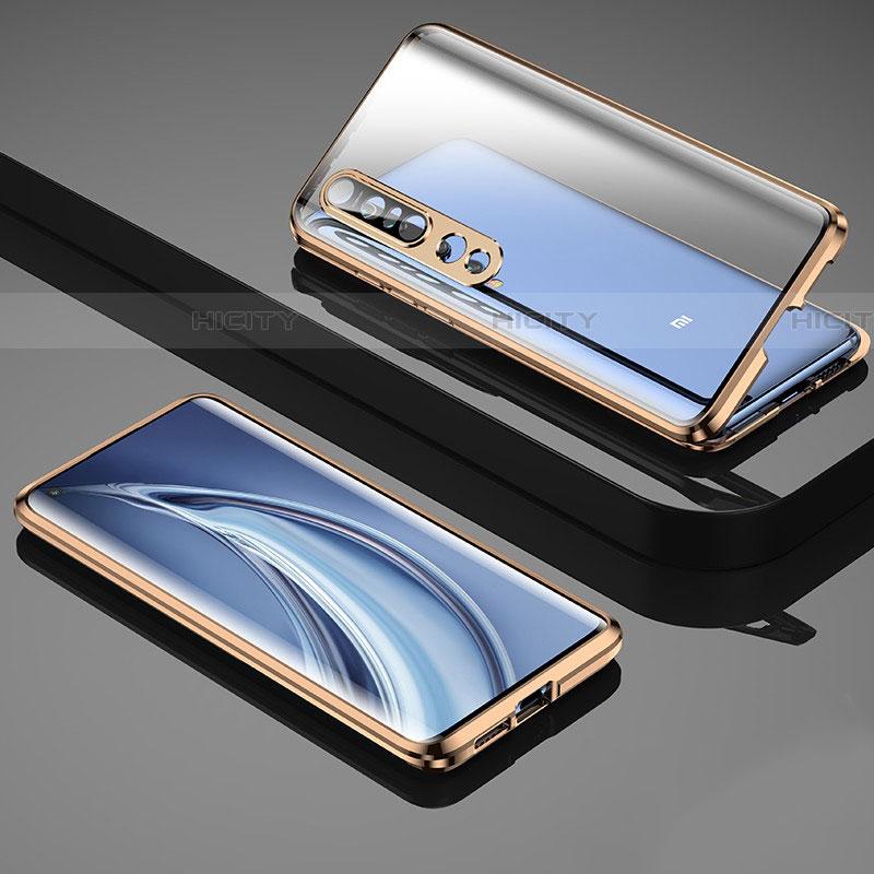 Coque Rebord Bumper Luxe Aluminum Metal Miroir 360 Degres Housse Etui Aimant M04 pour Xiaomi Mi 10 Pro Or Plus