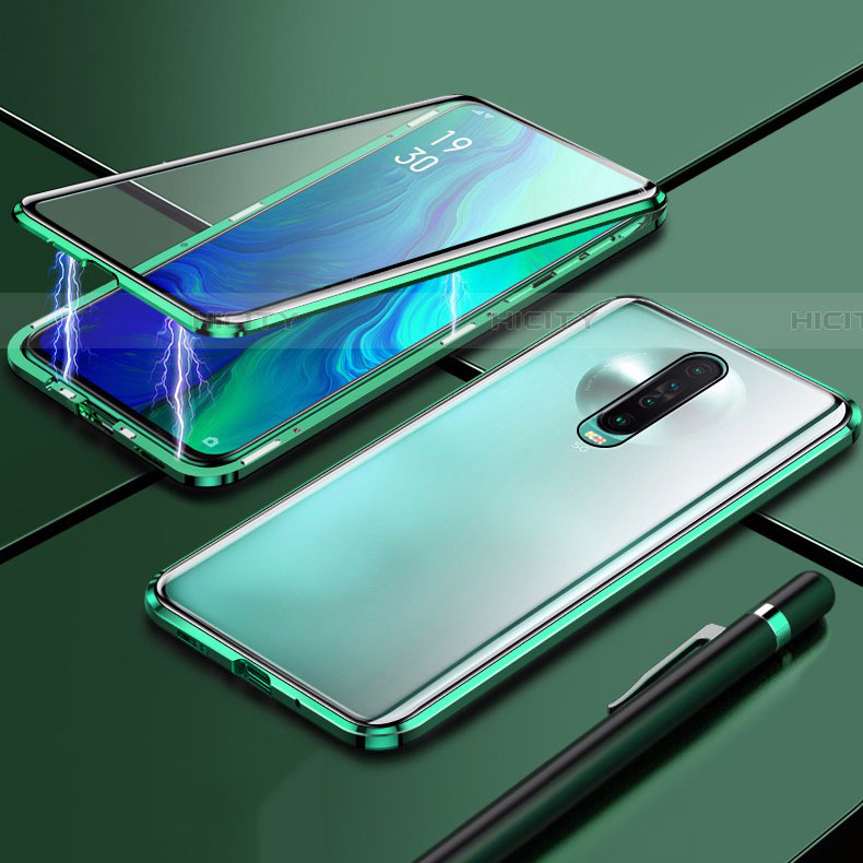 Coque Rebord Bumper Luxe Aluminum Metal Miroir 360 Degres Housse Etui Aimant M04 pour Xiaomi Redmi K30 5G Vert Plus