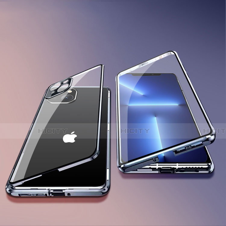 Coque Rebord Bumper Luxe Aluminum Metal Miroir 360 Degres Housse Etui Aimant M05 pour Apple iPhone 13 Plus