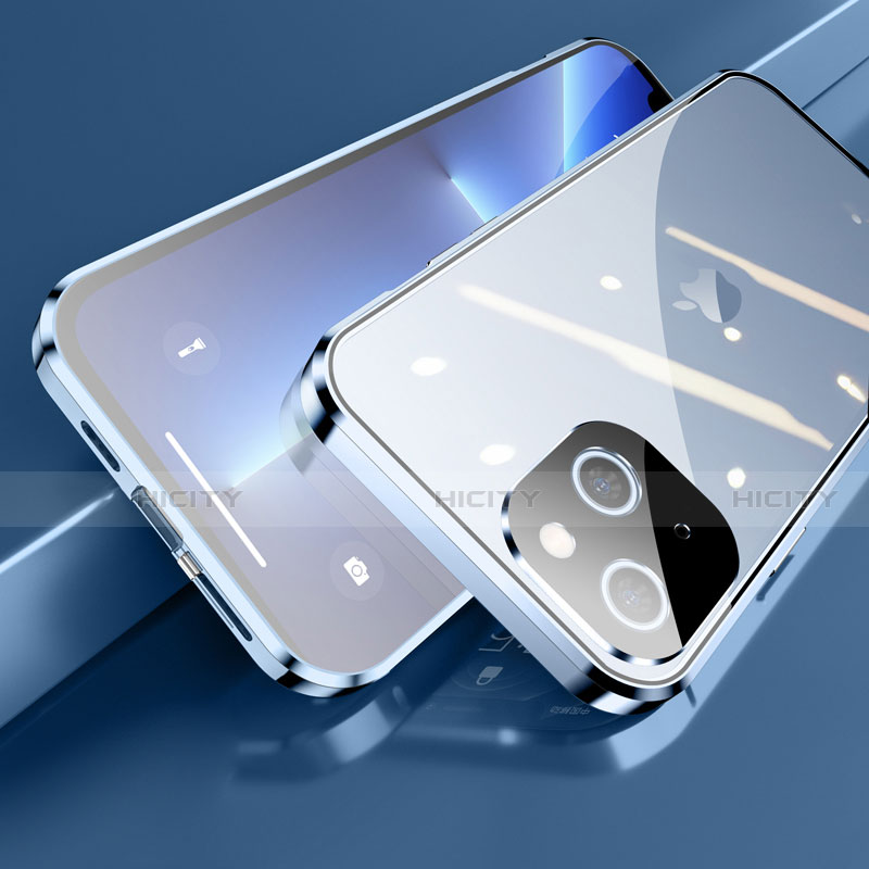Coque Rebord Bumper Luxe Aluminum Metal Miroir 360 Degres Housse Etui Aimant M05 pour Apple iPhone 13 Plus
