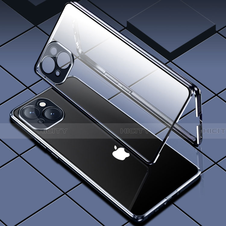 Coque Rebord Bumper Luxe Aluminum Metal Miroir 360 Degres Housse Etui Aimant M05 pour Apple iPhone 14 Plus Plus