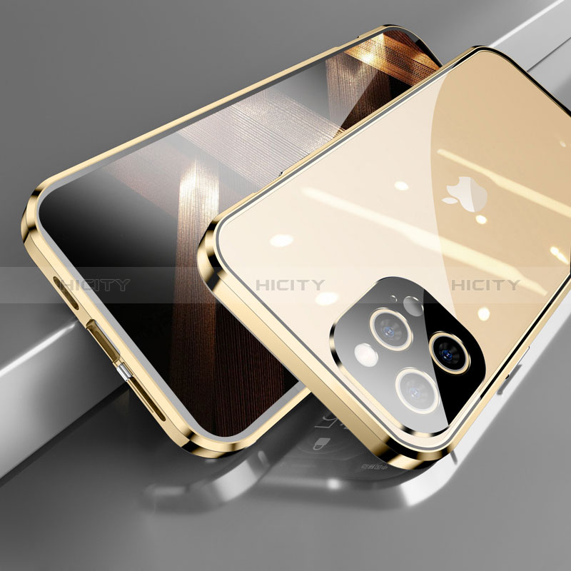 Coque Rebord Bumper Luxe Aluminum Metal Miroir 360 Degres Housse Etui Aimant M05 pour Apple iPhone 14 Pro Max Plus