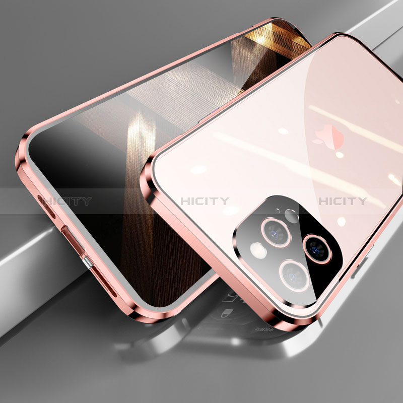 Coque Rebord Bumper Luxe Aluminum Metal Miroir 360 Degres Housse Etui Aimant M05 pour Apple iPhone 14 Pro Plus