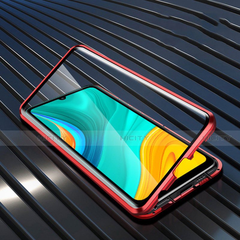 Coque Rebord Bumper Luxe Aluminum Metal Miroir 360 Degres Housse Etui Aimant M05 pour Huawei Enjoy 10e Rouge Plus