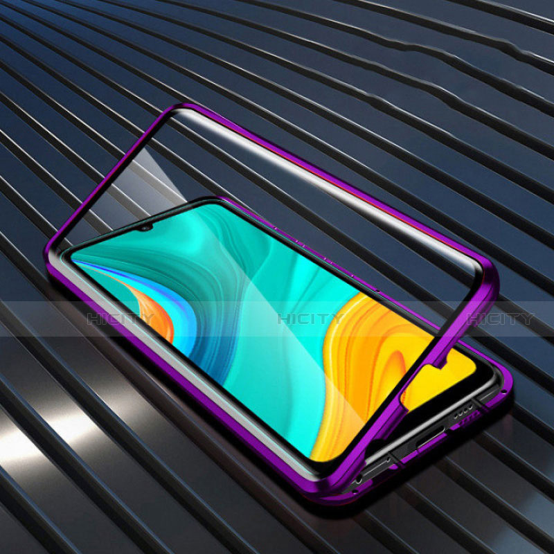 Coque Rebord Bumper Luxe Aluminum Metal Miroir 360 Degres Housse Etui Aimant M05 pour Huawei Enjoy 10e Violet Plus