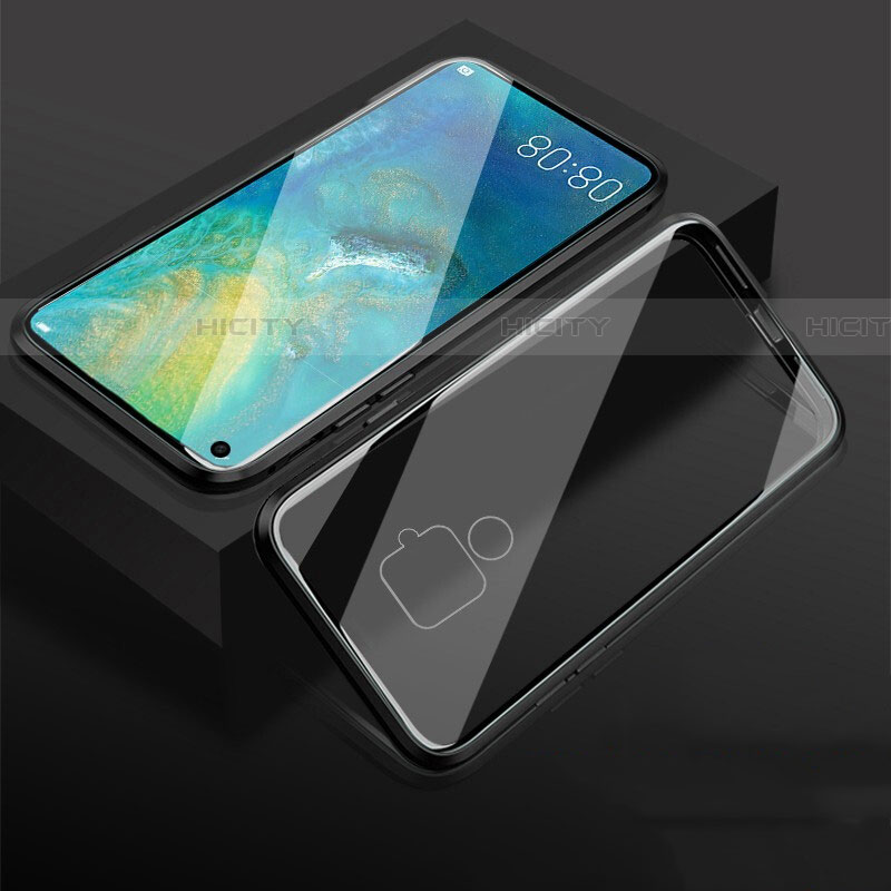 Coque Rebord Bumper Luxe Aluminum Metal Miroir 360 Degres Housse Etui Aimant M05 pour Huawei Nova 5i Pro Noir Plus