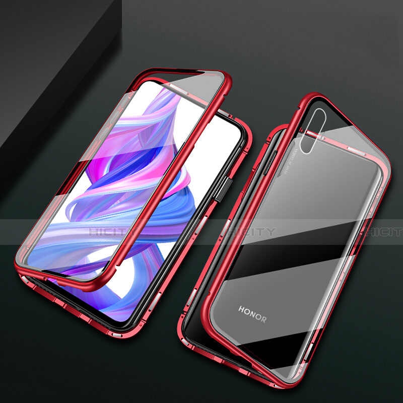 Coque Rebord Bumper Luxe Aluminum Metal Miroir 360 Degres Housse Etui Aimant M05 pour Huawei P Smart Z (2019) Rouge Plus