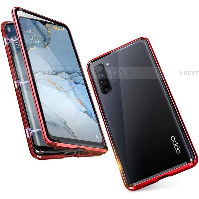 Coque Rebord Bumper Luxe Aluminum Metal Miroir 360 Degres Housse Etui Aimant M05 pour Oppo Find X2 Lite Plus