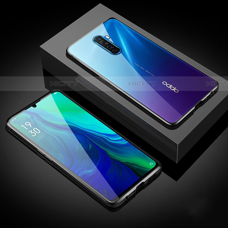 Coque Rebord Bumper Luxe Aluminum Metal Miroir 360 Degres Housse Etui Aimant M05 pour Realme X2 Pro Noir Plus